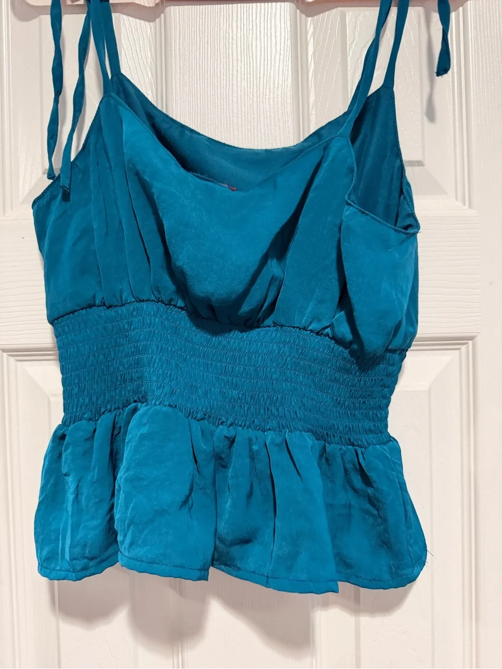 NWOT Red Carter Teal Tie-Shoulder Smocked Peplum Camisole Coverup